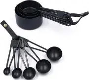 Measuring Cup and Spoon Set, Stainless Steel with Durable Powder Coating in Blac