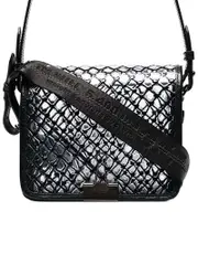 Off-White Net Binder Clip Bag In Black PVC