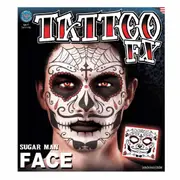 Day of the Dead Sugar Skull Face Man Temporary Tattoo