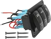 3 Gang Toggle Switch 5Pin 3 Gang Rocker Switch Panel Led Light Bar Switch Blue Backlight DC12‑24V for Marine Boat Car ATV UTV
