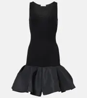 [Nina Ricci] Nina Ricci Peplum cotton-blend midi dress AU 12 black