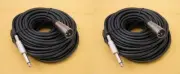 2x 50FT XLR 3Pin Male to 1/4" Mono Plug Mic Microphone Audio Cord Cable 50' Ft