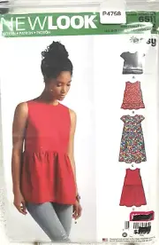 New Look Sewing Pattern 6511 Summer Tops Sz. 6-18 Easy to Sew Style Variations