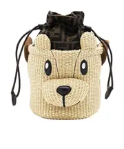 Fendi Kids Logo Patterned Drawstring Shoulder Bag One size Natural