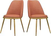 SJIALEN Dining Chair,for Living Room Bedroom Marriage Room Leisure Chairs Wrought Iron Leather Home Negotiation Backrest Chair Chairs(Color:Orange,Size:2)