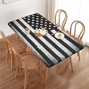 Retro American USA Flag Rectangular Tablecloth Table Cover for 4 Foot Tables, Waterproof Fitted Elastic Edged Table Cloth for Indoor Outdoor Party Wedding Picnic Patio, 4 Ft/48x30 inch