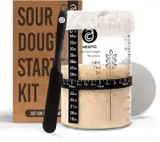 Sourdough Starter Kit with 34 Oz Glass Jar – Extra Thermometer Strips and Breath