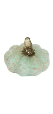 Mini Pumpkin Green Turquoise Glass Harvest Collectible Figurine Thanksgiving