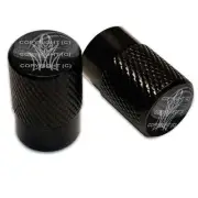 2 Black Billet Aluminum Knurled Tire Valve Caps - Pin Stripe Grey SBB