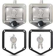 Tutor Auto 2-Pack T-Handle Latches, Truck Bed Tool Box Latch with Highly Polished Stainless Steel Locks, Gaskets, and 4 Keys - for RV, Camper, Truck, Trailer, Toolbox