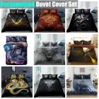 Dragon Print Doona Duvet Quilt Cover Bed Set Single/Double/Queen/Super King Size