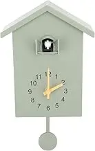 Cuckoo Wall Clock, Battery Powered Cuckoo Clock with Bird Voice Call, Nordic Style Bird House Pendulum Wall Hanging Clock, Wall Art Home Living Room Kitchen Office Decoration