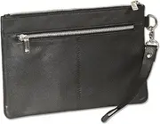 [Rimbaldi] Flat Universal Bag with Practical Leather Loop Made of High-Quality Cowhide Nappa Leather in Black, black, L x H x T (cm) = 27.0 x 18.0 x 2.0