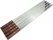 qwmvhfg， Kebab Skewers, 5Pcs/Set Stainless Steel Wide BBQ Skewers Long Wood Handle Barbecue Fork Stick