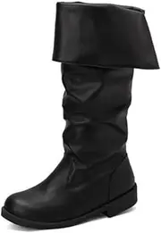 [DUNHAO COS] Medieval Male and Female Renaissance Pull On Mid Calf Gothic Boots Flat Jazz Boots Renaissance Boot