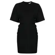 [Alexander Wang] 垂褶細節圓領羅紋平紋針織迷你連身裙