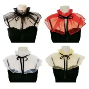 Victorians Organza Ruffle False Collar Vintage Sheer Mesh Decorative Shawl Shrug