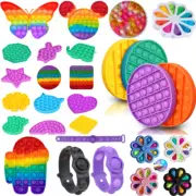 Push Pop Fidget Keyring Special Needs Sensory Stress Relief Special Toy Autism