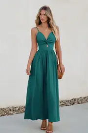 Cupshe Aqua Front Twist & Keyhole Maxi Dress - Aqua,S