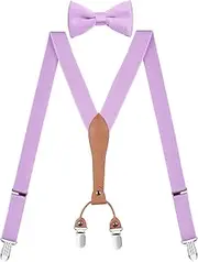 [WDSKY] Men's Boys' Clip On Suspenders and Bow Tie Set Y Shape