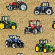 Quilting Patchwork Sewing Fabric Farm Machines Mixed Tractors Large 50x55cm FQ