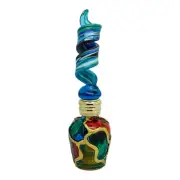 Murano Glass Perfume Bottle Multi Coloured Blue Swirl Millefiori 12cm