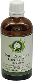 Rice Bran Oil | Oryza Sativa | For Skin | For Hair | For Massage | Unrefined | 100% Pure Natural Cold Pressed | 10ml | 0.338oz By R V Essential