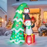 Christmas Inflatable Outdoor Decorations, 7 FT Penguins Climbing Tree,with 1 ...