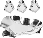 ERINGOGO 5pcs Stainless Steel Oyster Dish Holder Reusable Clam Grilling Shells Sauce Plate for Seafood for Home Kitchens Buffets and Hot Pot Dining