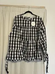 Atmos And Here BNWT 100% Cotton Tiered Gingham blouse