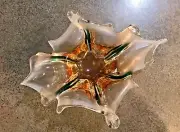 Vintage Hand-Blown Murano Glass Art Star-Shaped Center Dish, Made in Italy