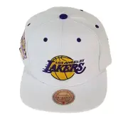 Mitchell & Ness Los Angeles Lakers Cap Hat 60 Years Patch Snap Back White NEW
