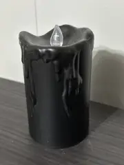 Black Pillar Dripping Wax Flameless Flicker Candles Electronic Brand New Candle