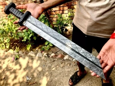 Handmade Damascus Steel Combat Survival Sword Fixed Blade With Sheath