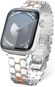 Watch Bands for Apple Watch 38mm 40mm 41mm 42mm 44mm 45mm for Women, Dressy Seven-link Bands for Apple Watch Stainless Steel Metal Bands Compatible with Apple Watch 8,7,6,SE,5,4,3,2,1 for iWatch Bands