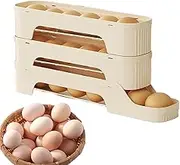 Kixolazr Rolling Egg Dispenser | Automatic Egg Rolling Dispenser,Easy-Access, Non-slip Home Organizers and Storage, Ventilated Baking Supplies for Fridge Door