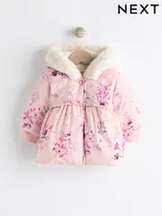 Pink Floral Baby Hooded Puffer Coat (0mths-2yrs) (K91436) | $28 - $30