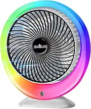 Mingzhe USB Charging Colorful LED Desk Fan with Gradient Ambient Light 3-Speed Wind Power 1200mAh Battery Wide-Angle Air Supply Single Click Wind Adjustment Long Press to Turn on Colorful Light