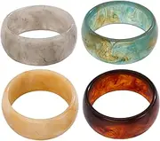 [Wedhapy] Acrylic Bracelet 4Pcs Acrylic Bangles, Colorful Geometric Chunky Resin Bracelets Set Wide Dome Shape Bracelet Fashion Holiday Jewelry for Everyday Wear
