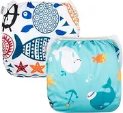 ALVABABY Swim Nappies Diapers Boys Reuseable Adjustable One Size 2pcs Baby Gifts Large Size 0-3 years old ZDYK05-06-AU1