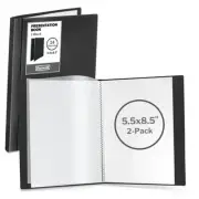 Small Presentation Book 5.5x8.5" (2-Pack, Black), 24 Pockets Display 48 Half