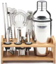 Steel Shaker Cocktail Bar Set Kit with 13 Pieces Bar Utensils