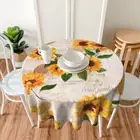 Painting Sunflower Vintage Round Table Cloth Polyester Table Cover Protector AU