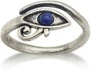 [MUSEUM REPRODUCTIONS] Egyptian Eye of Horus Ring with Lapis - Adjustable - Antique Silver Plated, Metal gemstone, Lapis Lazuli