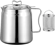 Used Cooking Oil Container with Strainer | Fine Mesh Basket, Large Capacity Oil Strainer and Storage - Kitchen Grease Container, Ergonomic Handle, Deep Fryer Pot