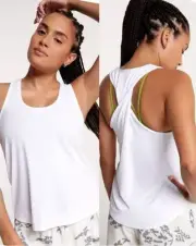 Calia Women's Twist Back Tank Top, White, XL