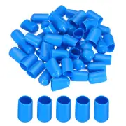 50pcs 12mm Rubber End Caps Cover PVC Vinyl Screw Thread Protector, Light Blue