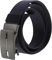 [BESTYASH] Men's Adjustable Nylon Ratchet Belt - Reversible Belt with Automatic Buckles for Golf, Running, Hiking, Everyday Casual Wear Dark Blue