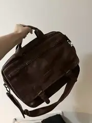 Tosca Waxed Canvas Laptop Bag Brown
