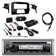 Kenwood KMR-D382BT Marine Bluetooth CD Receiver, Harley Dash Kit, 40" Antenna